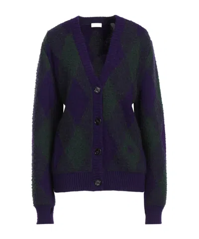 Burberry Geometric Pattern Wool Knit Sweater In Blue