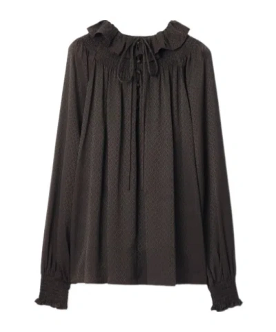 BURBERRY GEOMETRIC SILK BLOUSE