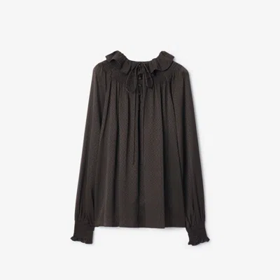 Burberry Geometric Silk Blouse In Black