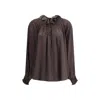 Burberry Women Geometric Silk Blouse In Brown
