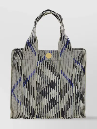 Burberry Geometric Tartan Print Shoulder Tote Bag