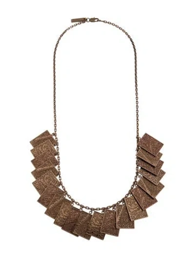 Pre-owned Burberry Geometric Tile Necklace, 30" In Brown