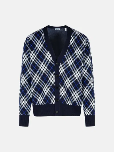 Burberry 'george' Blue Wool Cardigan