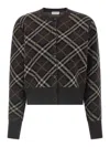 Burberry Ribbed Cuff Long Sleeve Knit Cardigan In Brown