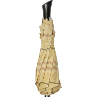 Burberry Georgie Check Compact Umbrella In Buff Ip Check