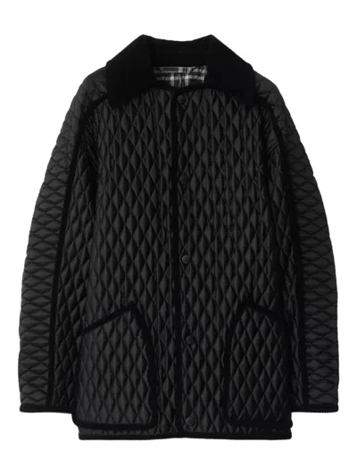 BURBERRY QUILTED CORDUROY-TRIMMED JACKET