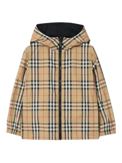 Burberry Kids' Giacca Check Rvs "reece" In Brown