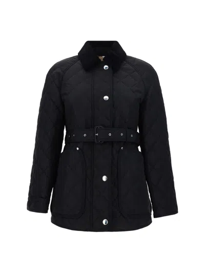Burberry Quilted Belted Jacket In Black