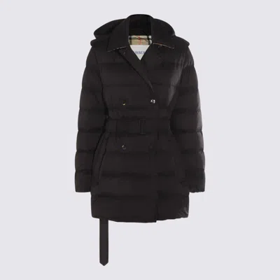 Burberry Quilted Hooded Double-breasted Belted Jacket In Black