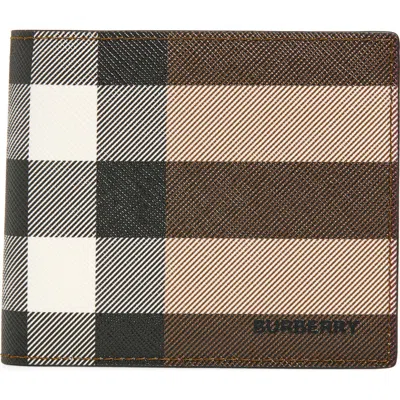Burberry Giant Check Bifold Wallet In Brown