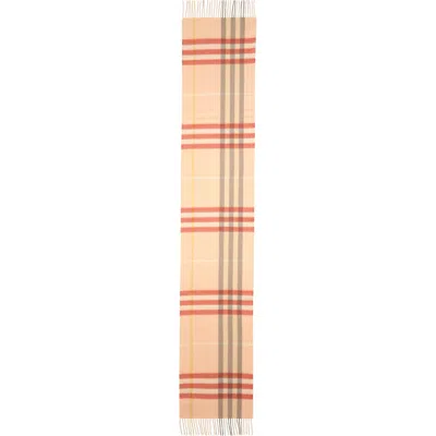 Burberry Giant Check Cashmere Fringe Scarf In Neutral