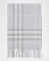 Burberry Womens Mist Check-print Cashmere Scarf