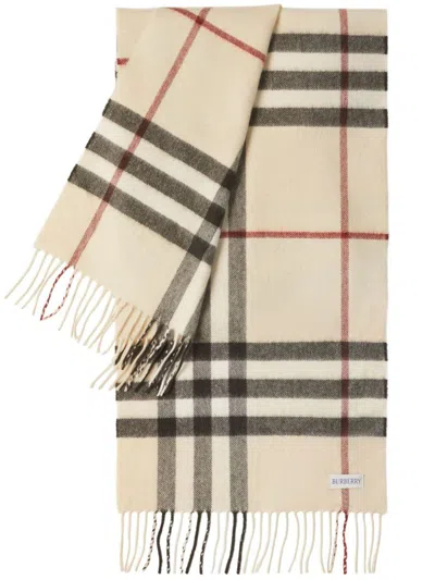 Burberry Giant Check Cashmere Scarf In Neutral