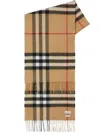Burberry Check Pattern Cashmere Scarf With Fringed Edges In Brown
