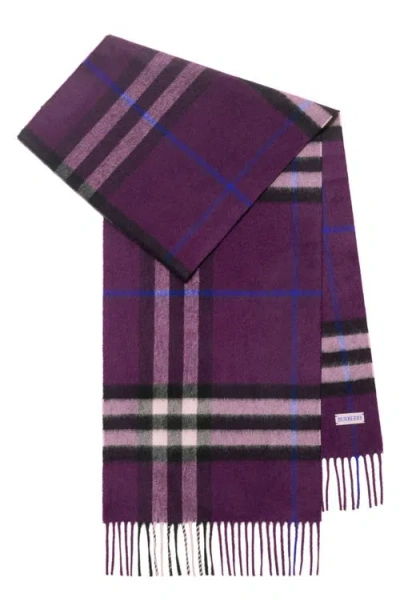 Burberry Giant Check Cashmere Scarf In Purple