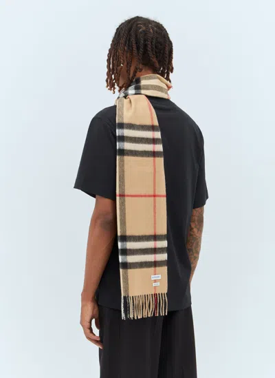 Burberry Giant Check Cashmere Scarf In Beige