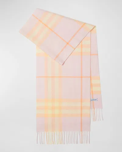 Burberry Giant Check Cashmere Scarf In Cameo