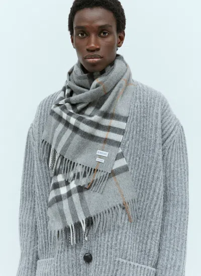 Burberry Giant Check Cashmere Scarf In Gray