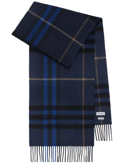 Burberry Giant Check Cashmere Scarf In Navy