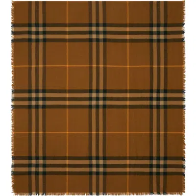 Burberry Giant Check Lightweight Wool Scarf In Brown