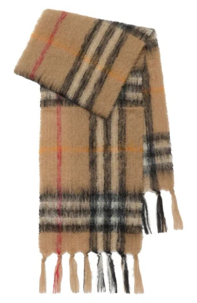 Burberry Giant Check Mohair Blend Scarf In Brown