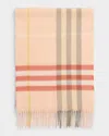 Burberry Giant Check-print Cashmere Scarf In Teacup