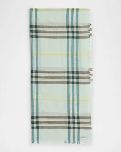 Burberry Giant Check-print Wool Scarf In Grey