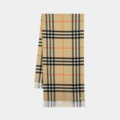 BURBERRY GIANT CHECK SCARF - BURBERRY - CASHMERE - BEIGE