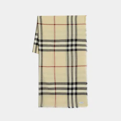BURBERRY GIANT CHECK SCARF - BURBERRY - WOOL - NEUTRAL