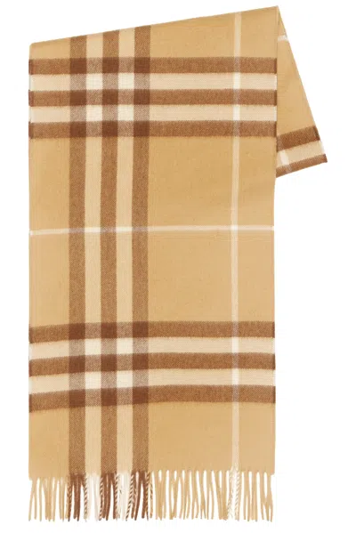 Burberry Giant Check Scarf In Finch Beige
