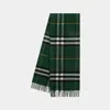 Burberry Check-print Fringed Cashmere Scarf In Green
