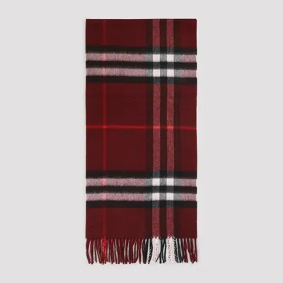 Burberry Check Patterned Cashmere Scarf Fringed Edges In Purple