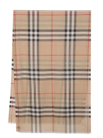 BURBERRY BURBERRY GIANT CHECK WOOL AND SILK SCARF