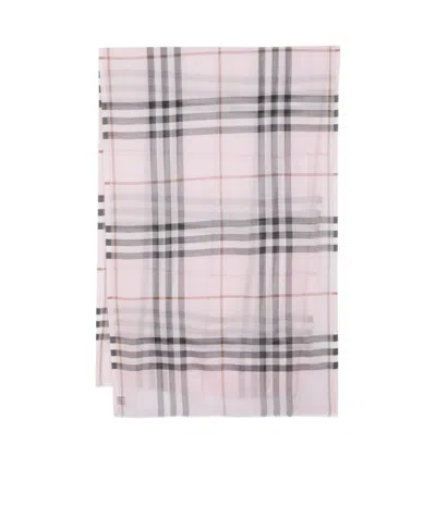 Burberry Giant Check Wool-blend Scarf In Purple