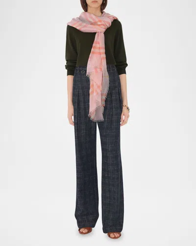 Burberry Giant Check Wool Scarf In Pink