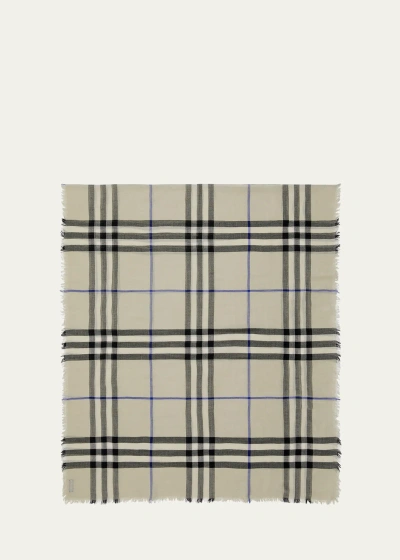Burberry Giant Check Wool Scarf In Green