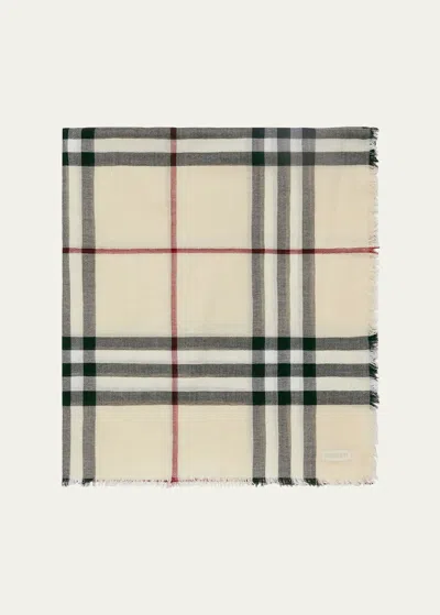 Burberry Giant Check Wool Scarf In Neutral
