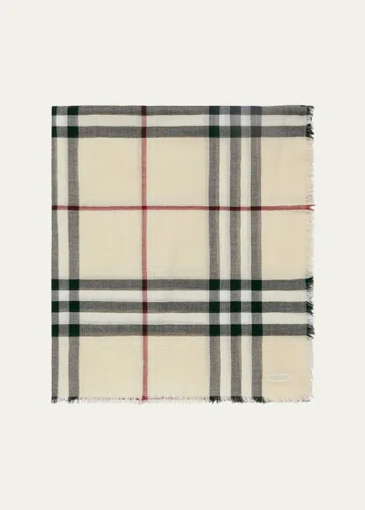 Burberry Giant Check Wool Scarf In Stone