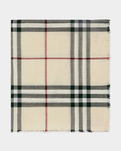 Burberry Giant Check Wool Scarf In Stone