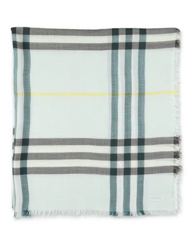 Burberry Giant Mugiant Chk Scf Wool Scarf In Lightblue