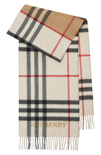 Burberry Giant Split Check Cashmere Scarf In Archive Beige/ivory