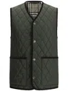 Burberry Quilted Green Gilet With Distinctive Button Closure In Green