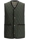 Burberry Quilted Green Gilet With Distinctive Button Closure In Green