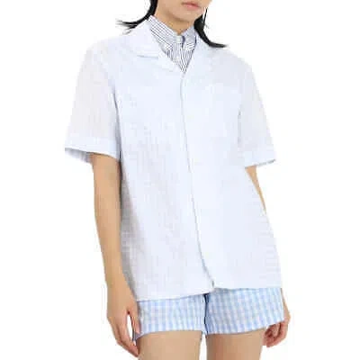 Pre-owned Burberry Gingham Check Print Oversized Shirt In Blue