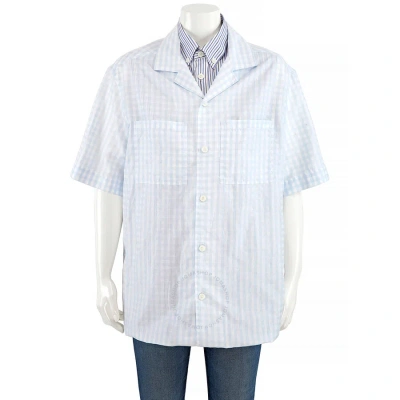 Burberry Gingham Check Print Oversized Shirt In Pale Blue