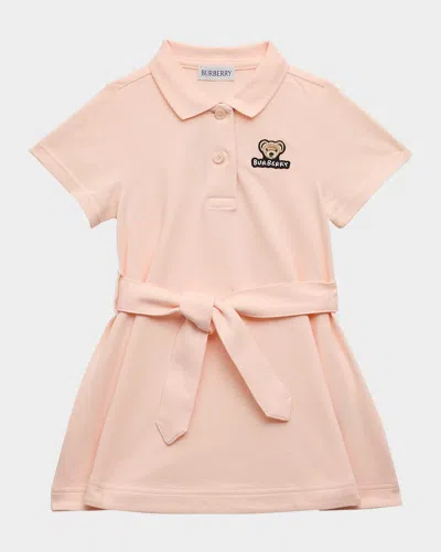 Burberry Kids' Girl's Astrid Bear Patch Polo Dress In Sand