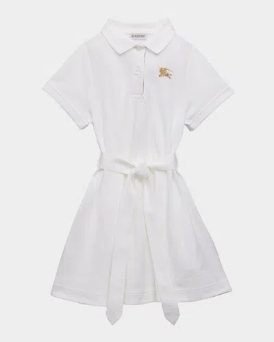 Burberry Kids' Girl's Astrid Belted Ekd Polo Dress In White Us