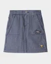 Burberry Childrens Striped Denim Skirt In Blue