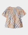 Burberry Beige Top For Girl With Vintage Check In Pale Stone Ip Check