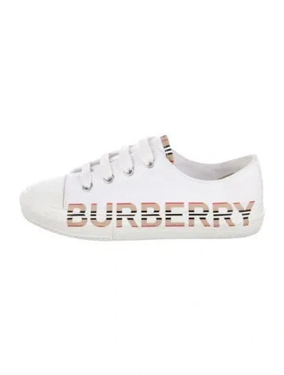 Pre-owned Burberry Babies' Girl's Canvas Low Top Sneakers In White